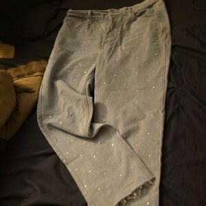 Embellished Women's Wide Leg Jeans in Gray